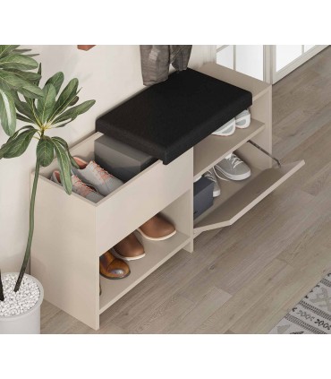 Banco Zapatero de madera ROMI Crema