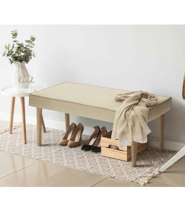 Banqueta tapizada con patas de madera modelo SIENA