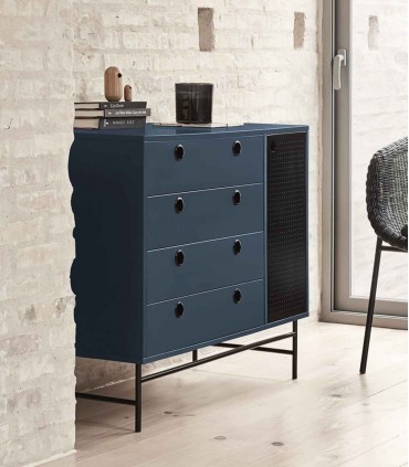 Cajonera de diseño moderno PUNTO Azul antracita