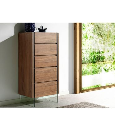 Cajonera de madera con patas de cristal templado DRUANA