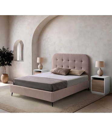 Cama con capitoné y canapé abatible DELOS