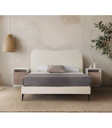 Cama con somier tapizado de líneas redondas NAXOS