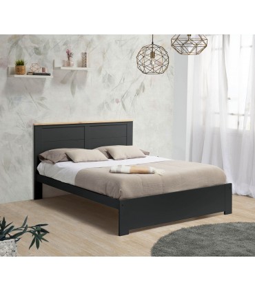 Cama de diseño moderno en madera DM Antracita modelo AKIRA