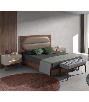 Cama de madera tapizada JAPÓN