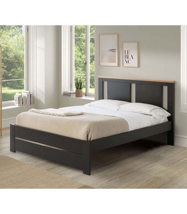 Cama de matrimonio en madera ENARA Antracita