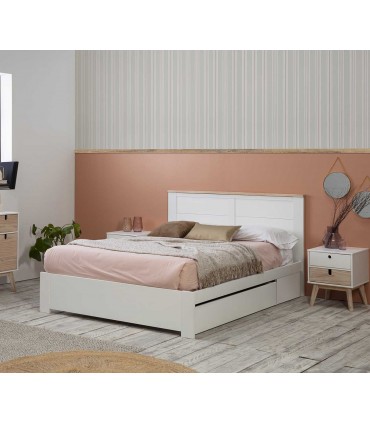 Cama estilo nórdico en madera de Pino con cajón GABI
