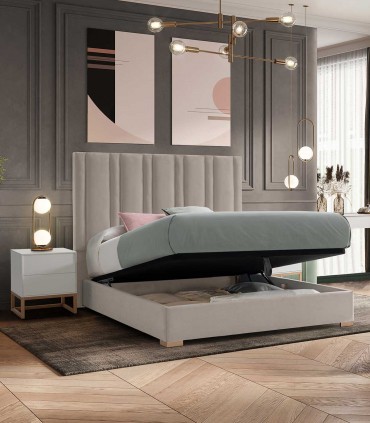 Cama moderna tapizada con canapé abatible MILOS