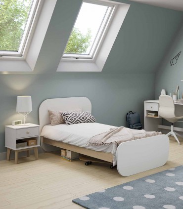 Cama de madera diseño infantil ESTEBAN Blanco