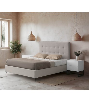 Cama tapizada con canapé abatible y capitoné ICARA