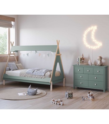 Cama tipo cabaña Infantil NORA Verde