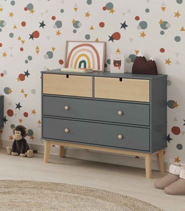 Cómoda de madera con 4 cajones ESTEFANÍA Verde
