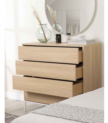 Comoda de madera de estilo nórdico PUSH roble