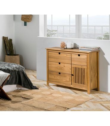 Cómoda en madera natural de pino Colección BRUNA