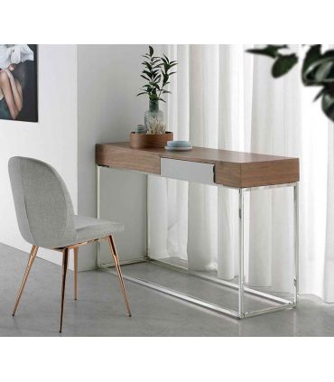 Consola - Escritorio de diseño moderno en madera y acero TAMIKO