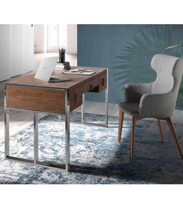 Escritorio en madera de nogal y acero modelo NORMAN