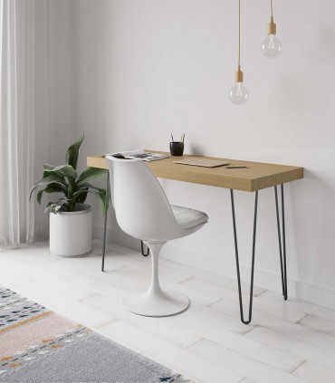 Escritorio estilo industrial en madera de roble LEIKO