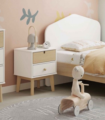 Mesita de dormitorio en madera ESTEFANIA Blanca
