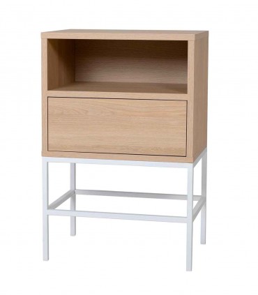 Mesita de dormitorio PUSH Roble cajón más hueco