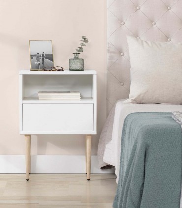 Mesita de noche de Dormitorio PUSH patas altas madera