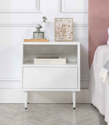 Mesita de noche de estilo moderno PUSH patas madera