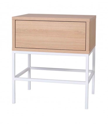 Mesita de noche de estilo nórdico PUSH Roble