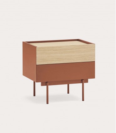 Mesita de noche de madera OTTO Teja