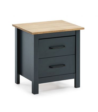 Mesita de noche en madera de pino MIRANDA Azul