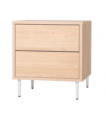 Mesita de noche estilo nordico PUSH Roble 2 cajones