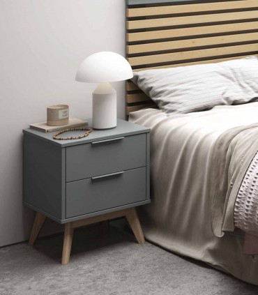 Mesita de noche para dormitorio en madera PISCO