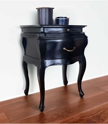 Mesita de Noche Clásica de Caoba Negra : Coleccion ANTONIETA Black