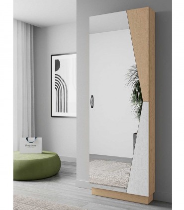 Mueble Zapatero de madera natural con espejo vestidor VISION GR