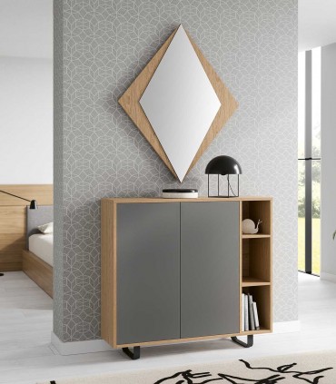 Mueble Zapatero en madera de roble y patas de metal TERESA