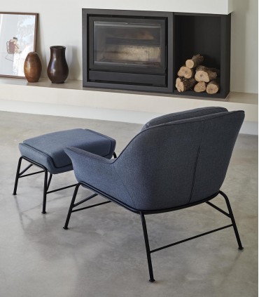 Puf tapizado de estilo moderno SADIRA Azul