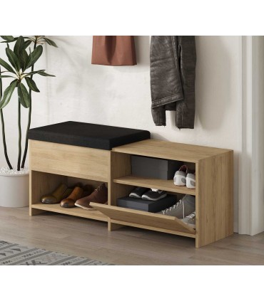 Zapatero banqueta de madera ROMI Roble