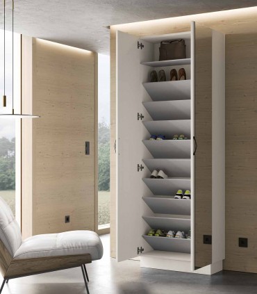 Zapatero de pie en madera con puerta de espejo ALICANTE